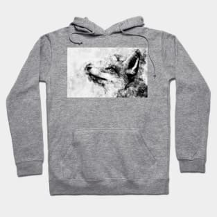 Red Fox Black and White Watercolor 01 Hoodie